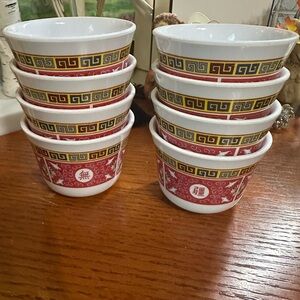 Set of 8 TAI-HONG Melamine Ware No. 9152 Durable Asian Tea Cups 3” Wide 2” Tall